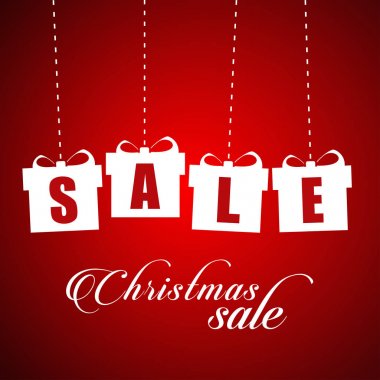 Noel satış hediye kutuları, vektör, illüstrasyon ile afiş reklam