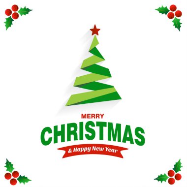 ağaç, vektör, illüstrasyon ile şık Noel tebrik kartı