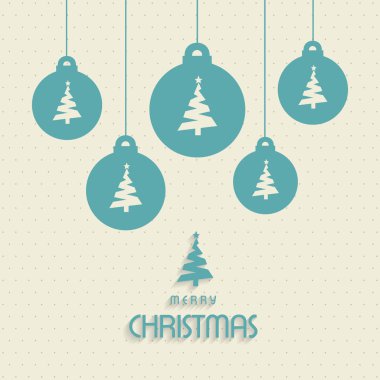 ağaçlar topları, vektör, illüstrasyon ile şık Noel tebrik kartı