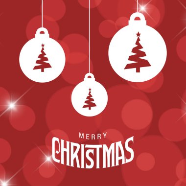ağaçlar topları, vektör, illüstrasyon ile şık Noel tebrik kartı