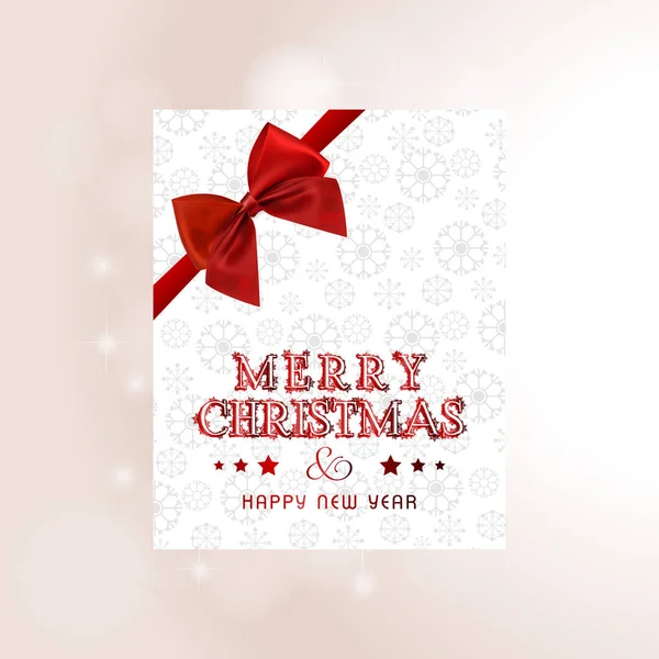 スタイリッシュなクリスマスのグリーティング カードと赤い弓 ベクトル イラスト — ストックベクタ