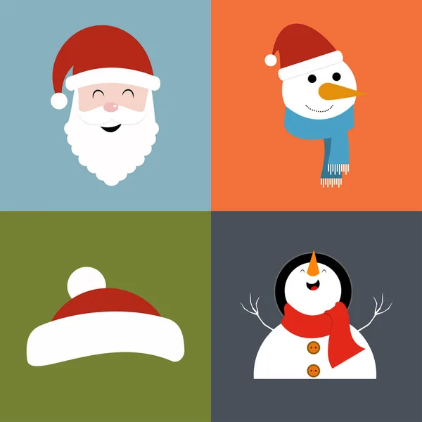 Stijlvolle Christmas Wenskaart Met Kerstman Sneeuwmannen Vector Illustratie — Stockvector