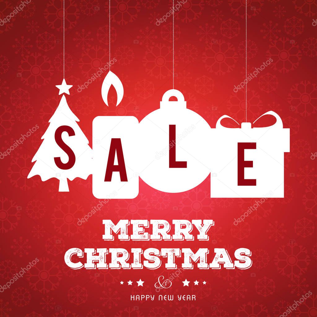 Christmas sale advertising banner, vector, illustration
