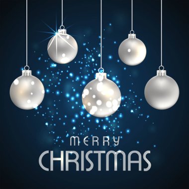 toplar, vektör, illüstrasyon ile şık Noel tebrik kartı  