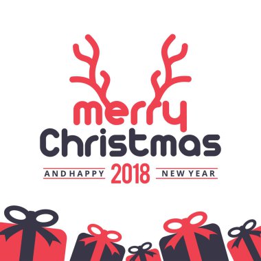 şık Noel tebrik kartı hediye kutuları, vektör, illüstrasyon  