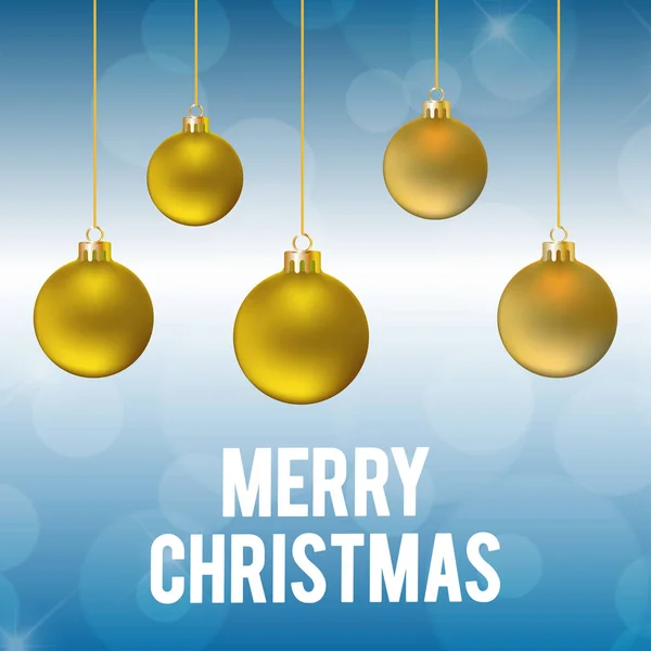 Stylish Christmas Greeting Card Golden Balls Vector Illustration — Stock Vector