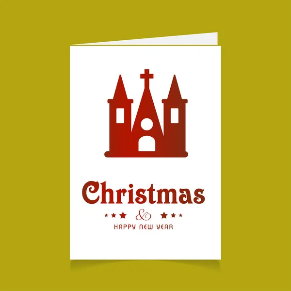 Cartão Saudação Natal Elegante Com Igreja Vetor Ilustração — Vetor de Stock