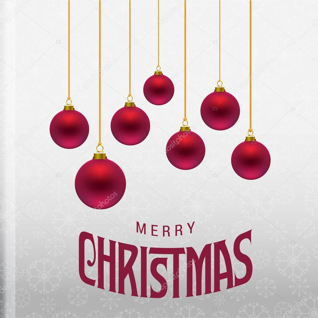 stylish Christmas greeting card with balls, vector, illustration  