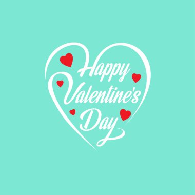 Minimalist afiş St Sevgililer günü için. Mutlu Sevgililer günü yazı nane renk üzerinde