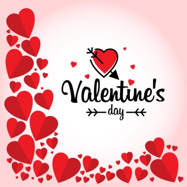 Minimalist afiş St Sevgililer günü için. Degrade ısıtır sınır ve yazı ile pembe.