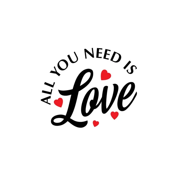 Minimalistisches Banner Zum Valentinstag Alles Sie Brauchen Ist Liebe Schriftzug — Stockvektor
