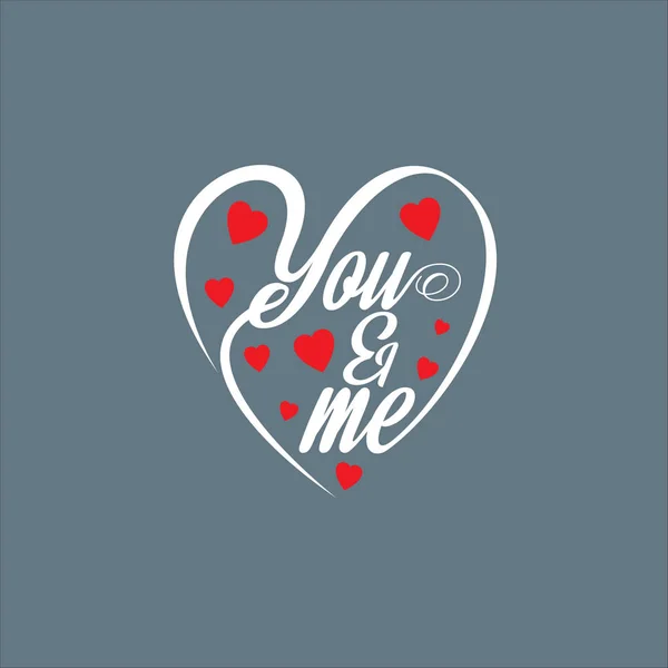 Minimalistic Banner Valentines Day You Lettering Grey — Stock Vector