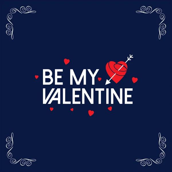 Minimalistisches Banner Zum Valentinstag Valentine Typography Auf Marineblau — Stockvektor