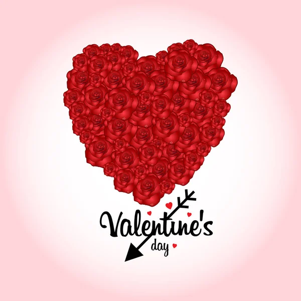 Bandeira Minimalista Para Dia São Valentim Coração Rosas Com Letras —  Vetores de Stock