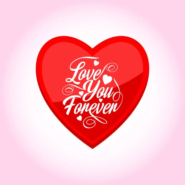 Minimalistic Banner Valentines Day Love You Forever Lettering Heart Gradient — Stock Vector
