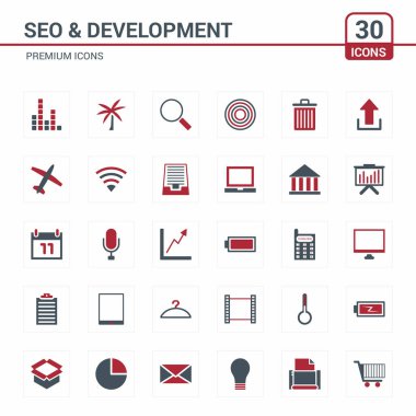 SEO ve geliştirme düz Icons set