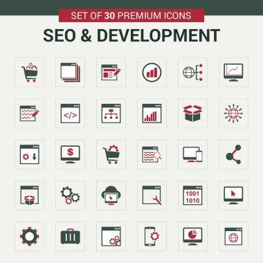 SEO ve geliştirme düz Icons set