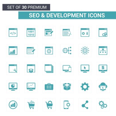 SEO ve geliştirme düz Icons set