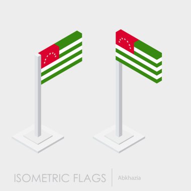 Abhazya bayrağı izometrik stil, 3d stil, farklı görünümler