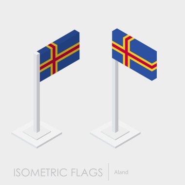 Aland bayrak izometrik stil, 3d stil, farklı görünümler