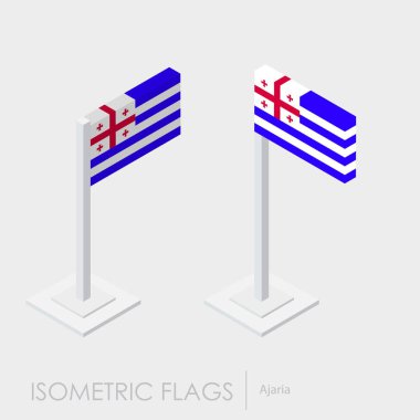 Ajaria bayrağı izometrik stil, 3d stil, farklı görünümler
