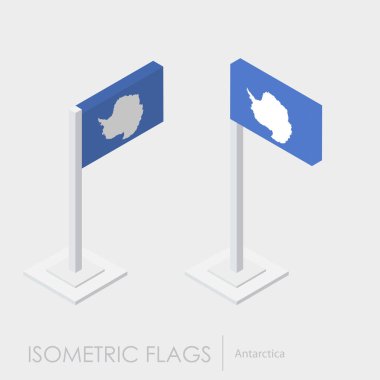 Antarktika bayrak izometrik style, 3d stil, farklı görünümler