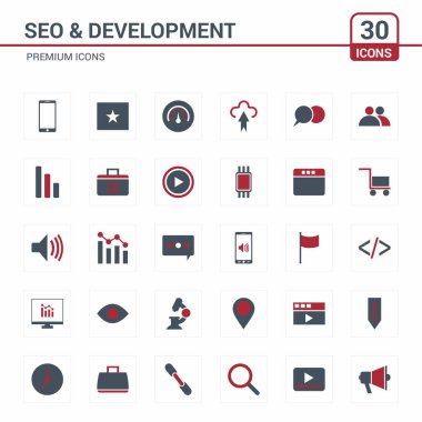 SEO ve geliştirme basit düz simgeler