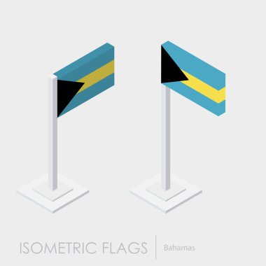 Bahamalar bayrağı izometrik style, 3d stil, farklı görünümler