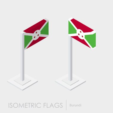 Burundi bayrağı izometrik style, 3d stil, farklı görünümler