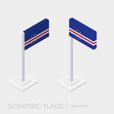 Cape Verde bayrak izometrik style, 3d stil, farklı görünümler
