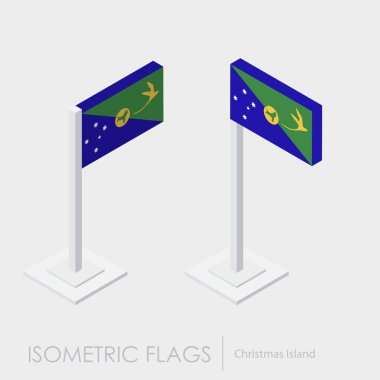 Christmas Adası bayrak izometrik style, 3d stil, farklı görünümler