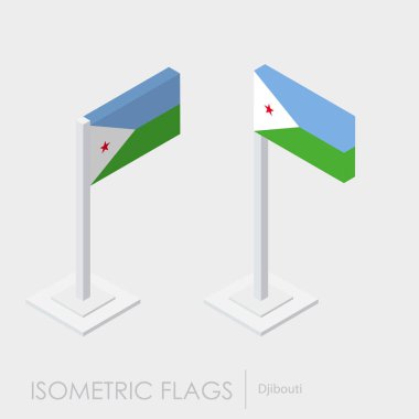Cibuti bayrağı izometrik style, 3d stil, farklı görünümler