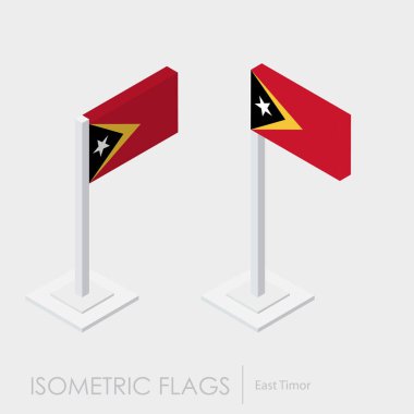 Doğu Timor bayrağı izometrik style, 3d stil, farklı görünümler