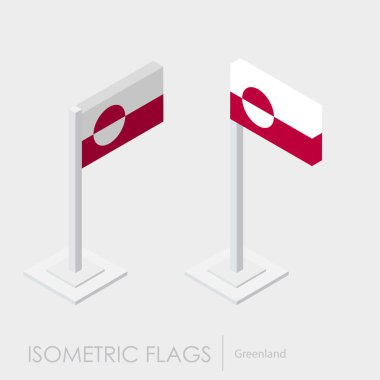 Grönland bayrak izometrik style, 3d stil, farklı görünümler