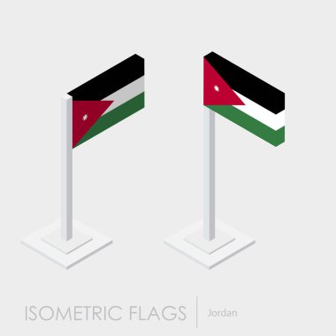 Jordan bayrak izometrik style, 3d stil, farklı görünümler