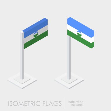Kabardey çatışmalar işgalciler bayrak izometrik style, 3d stil, farklı görünümler