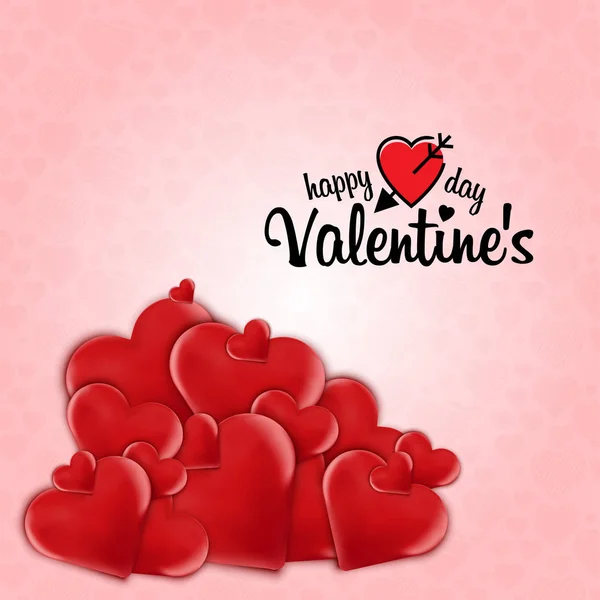 Happy Valentine Day Kaart Met Roze Achtergrond Harten — Stockvector
