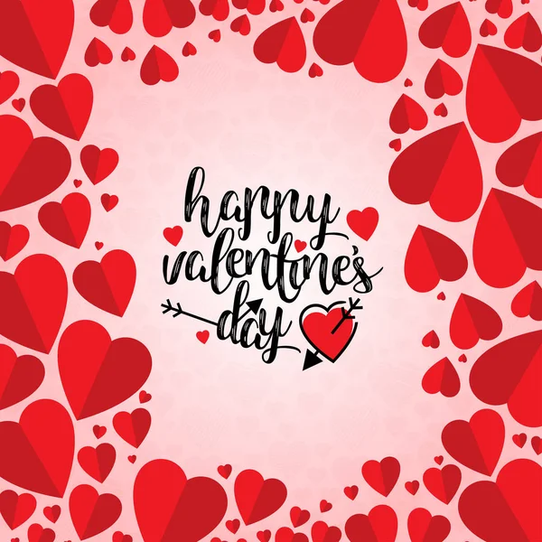 Happy Valentine Tageskarte Mit Herzmuster Hintergrund — Stockvektor