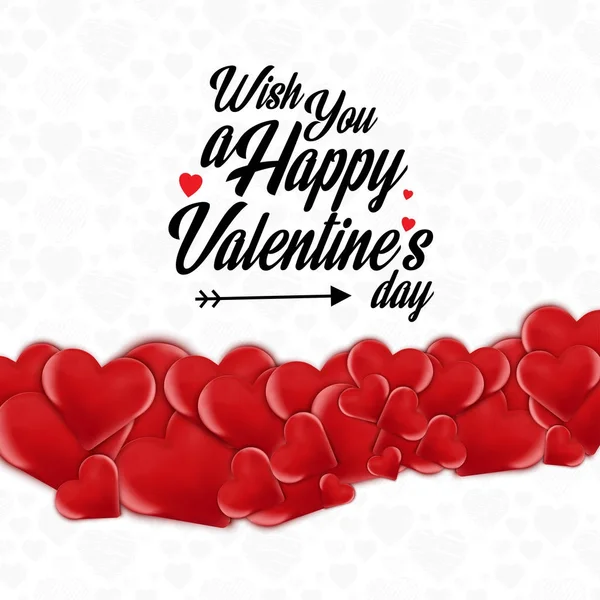 Kívánság Egy Boldog Valentin Napot Piros Szívekkel — Stock Vector