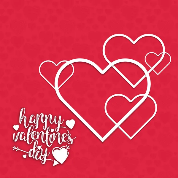 Glückliche Valentinstag Karte Mit Rosa Muster Hintergrund — Stockvektor