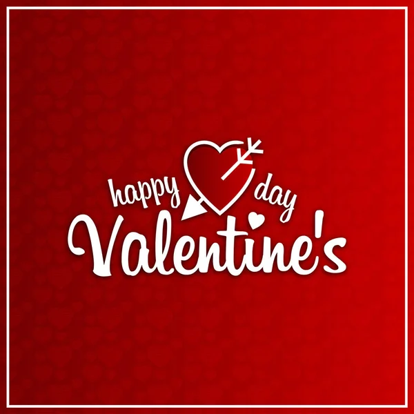 Feliz Tarjeta Del Día San Valentín Con Fondo Patrón Rojo — Vector de stock