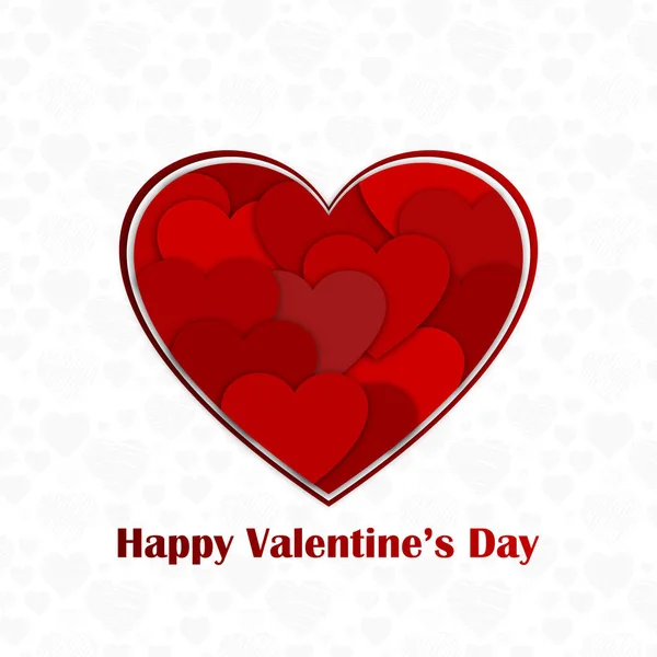 Šťastný Valentýn Přání Červeným Srdcem — Stockový vektor