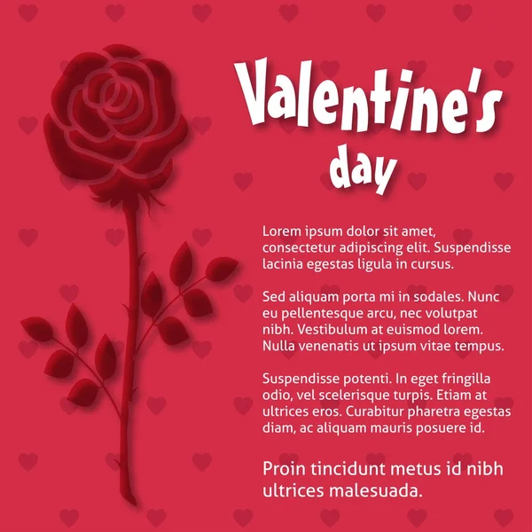 Открытки День Святого Валентина Красный Фон Роза — стоковый вектор
