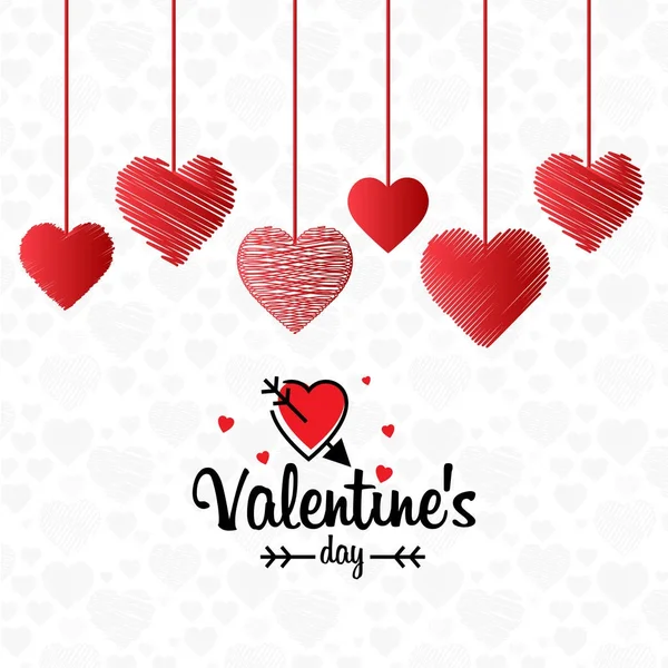 Tarjeta San Valentín Con Corazones Fondo Blanco — Vector de stock