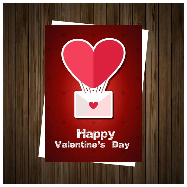 Happy Valentine Day Card Vecteur Avec Fond Bois — Image vectorielle