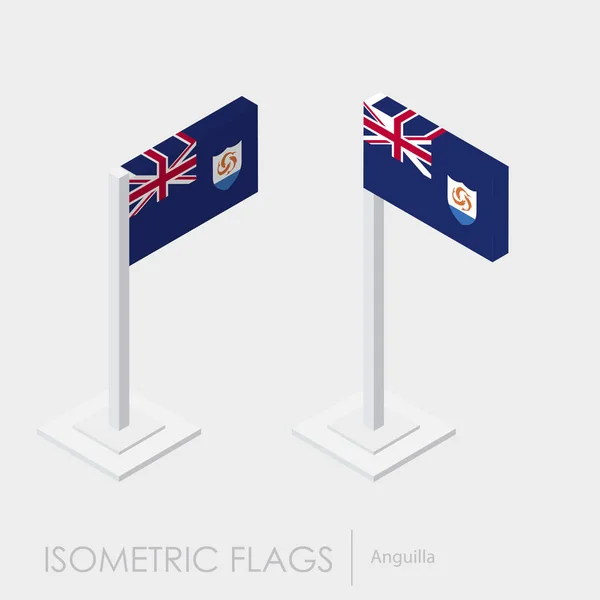 Ανγκουίλα Σημαία Ισομετρική Στυλ Στυλ Διαφορετικές Απόψεις — Διανυσματικό Αρχείο