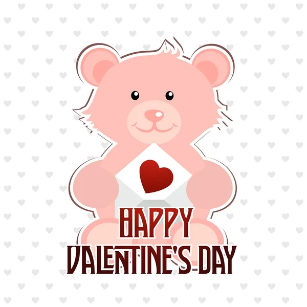 Happy Valentine Day Typographic Bear — Stock Vector