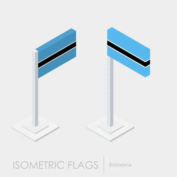 Botswana Flag Izometrikus Stílusú Stílus Különböző Nézetek — Stock Vector