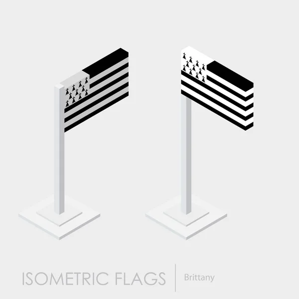 Brittany Flag Izometrikus Stílusú Stílus Különböző Nézeteket — Stock Vector