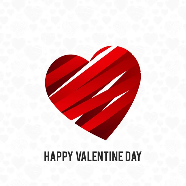 Glücklicher Valentinstag Kartenvektor Mit Rotem Herz — Stockvektor